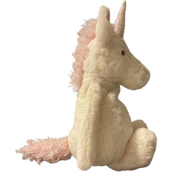 Jellycat Bashful White Unicorn Plush With Pink Mane & Tail 12" Medium Plush - Picture 2 of 4